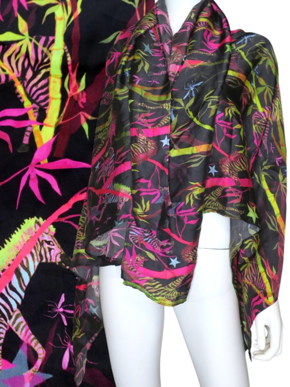 Any Old Iron Nashville Bright Zebra Huge Scarf 54" x 54" Sarong, Wrap, Shawl